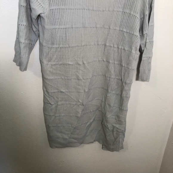 Open Cardigan Sweater 3/4 Sleeve Loose Open Knit Blue Gray - Picture 9 of 9